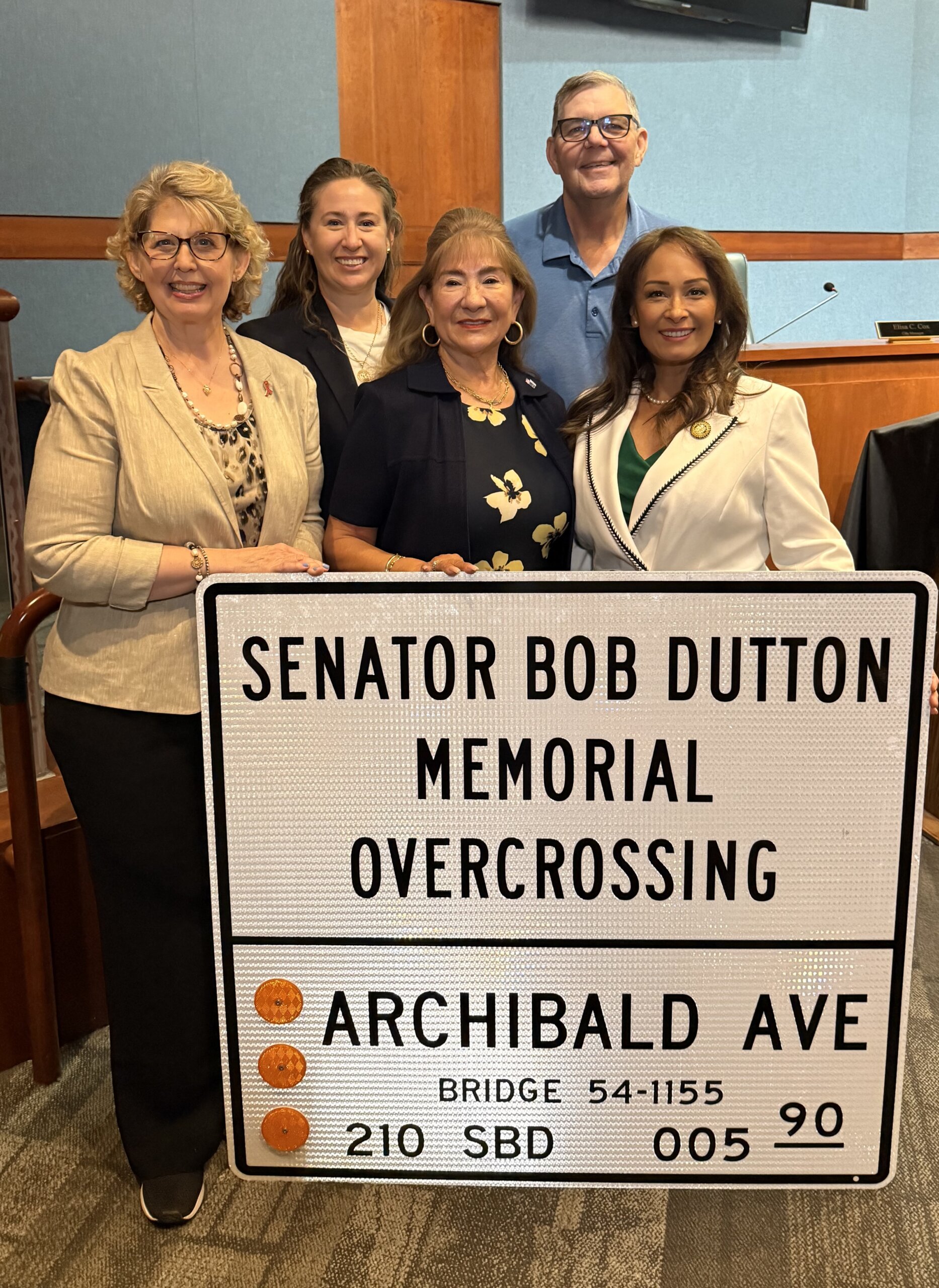 California Strategies partners and officials at the Senator Bob Dutton Memorial Overcrossing sign unveiling in Rancho Cucamonga
